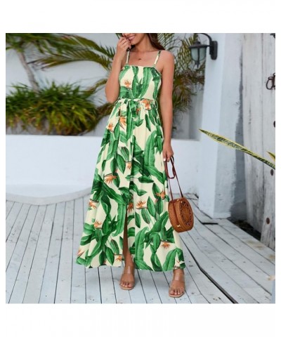 Women's Deep V-Neck Casual Dress Summer Floral Print Split Maxi Dress for Beach Party Lq486-xing $10.66 Activewear