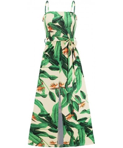 Women's Deep V-Neck Casual Dress Summer Floral Print Split Maxi Dress for Beach Party Lq486-xing $10.66 Activewear