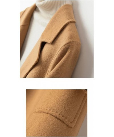 Women Autumn Winter Double-Sided Woolen Mid-Long Solid Color Lapel Button Coat White $58.13 Coats