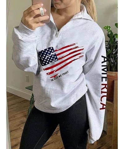 Womens Quarter Zip Hoodie, Loose Casual Sweatshirt, 1/4 Zip Pullover Long Sleeve Shirt for Women H-patriotic $12.18 Hoodies &...