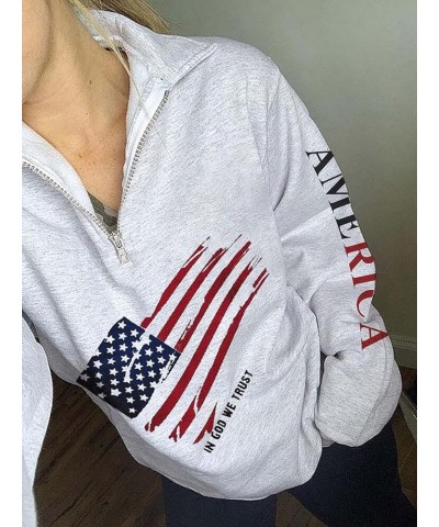 Womens Quarter Zip Hoodie, Loose Casual Sweatshirt, 1/4 Zip Pullover Long Sleeve Shirt for Women H-patriotic $12.18 Hoodies &...