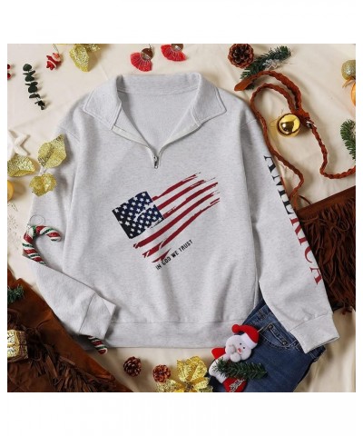 Womens Quarter Zip Hoodie, Loose Casual Sweatshirt, 1/4 Zip Pullover Long Sleeve Shirt for Women H-patriotic $12.18 Hoodies &...