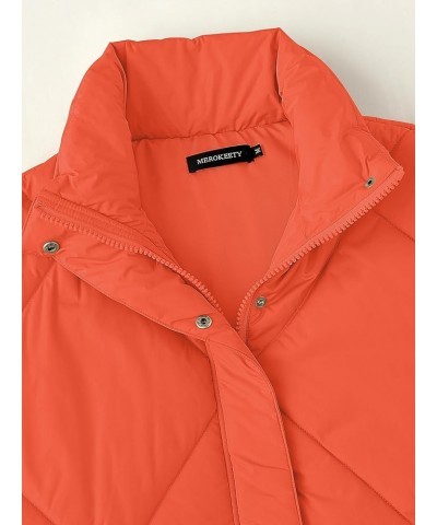 Women's 2024 Winter Puffer Vest Quilted Stand Collar Zip Up Padded Gilet Coat with Pockets Orange $29.28 Vests