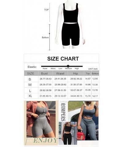 XS-3XL Casual Workout Short Sets 2 Piece Outfits for Women Ribbed Crop Tank Top High Waist Leggings activewear S-white Grey $...