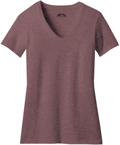 Ladies Soft Heather Blend V-Neck T-Shirts in Sizes XS-4XL Rose Fleck $16.19 Activewear
