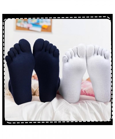 6 Pairs Women Five Toe Socks Cotton Breathable Compression Pure Color Tube Socks for Women Men Kid Athletic Running Black, Wh...