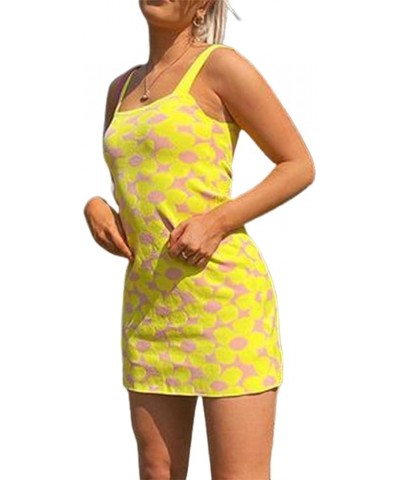 Women Sexy Halter Neck Mini Dress Sleeveless Backless Lace Up Bodycon Dresses Beach Party Y2k Streetwear S Knit Yellow $11.59...