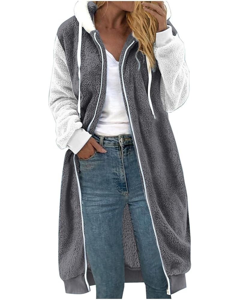 Womens Fuzzy Sherpa Pullover Hoodie Long Zip Up Fleece Jacket Plus Size Tunic Length Hoodies Soft Comfy Sweater Coat 03 Dark ...