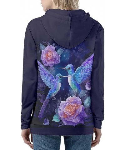 Women Casual Zip Up Hoodie Jacket Lightweight Comfy Loose Long Sleeve Sweatshirt with Pockets S-5XL Hummingbird Rose $21.86 H...