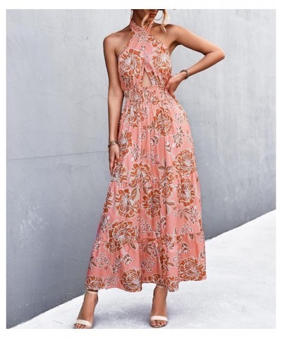 Off Shoulder Boho Floral Swing Mini Dress Summer Strapless Pleated Short Dress Pink Floral $19.07 Dresses