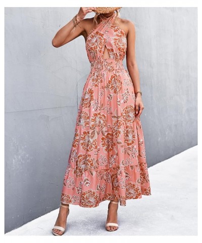 Off Shoulder Boho Floral Swing Mini Dress Summer Strapless Pleated Short Dress Pink Floral $19.07 Dresses