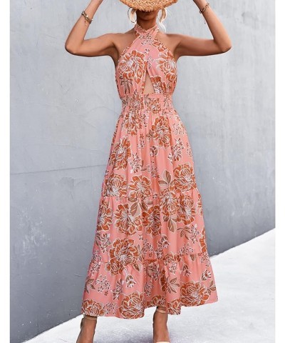 Off Shoulder Boho Floral Swing Mini Dress Summer Strapless Pleated Short Dress Pink Floral $19.07 Dresses