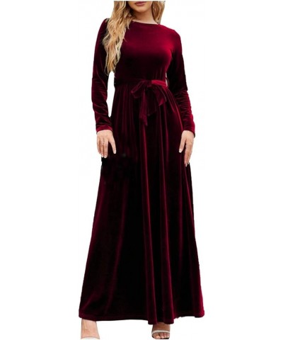 Winter Dresses for Women 2024 Formal,Women's Fashion Evening Party Sparkly Elegant Velvet Dresses B2-red $16.58 Dresses