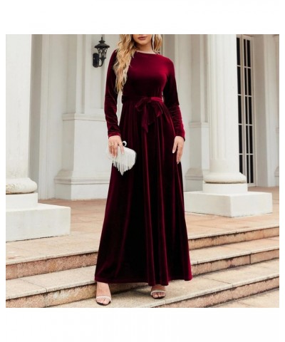 Winter Dresses for Women 2024 Formal,Women's Fashion Evening Party Sparkly Elegant Velvet Dresses B2-red $16.58 Dresses