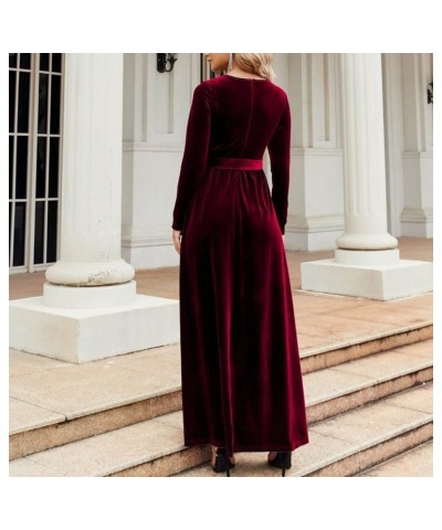 Winter Dresses for Women 2024 Formal,Women's Fashion Evening Party Sparkly Elegant Velvet Dresses B2-red $16.58 Dresses