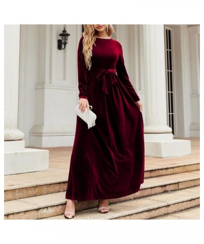 Winter Dresses for Women 2024 Formal,Women's Fashion Evening Party Sparkly Elegant Velvet Dresses B2-red $16.58 Dresses