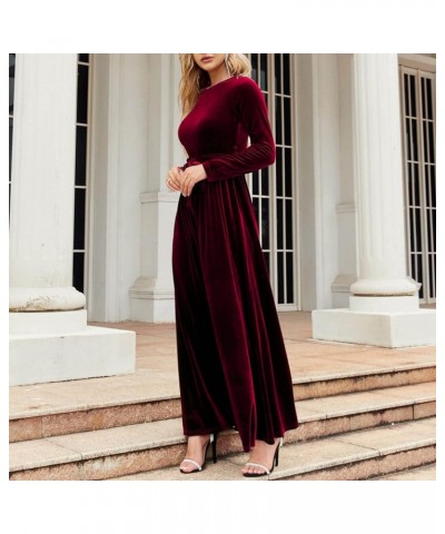 Winter Dresses for Women 2024 Formal,Women's Fashion Evening Party Sparkly Elegant Velvet Dresses B2-red $16.58 Dresses