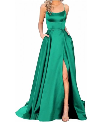 Party Dresses for Women Plus Size Spaghetti Strap Fashion A Line Dresses Green $12.60 Activewear