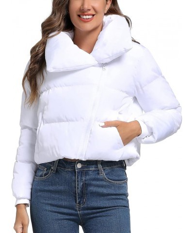 Women's Winter Short Puffer Jacket Lightweight Cropped Jacket Short Puffy Winter Coats for Women Bubble Coat White $11.58 Jac...