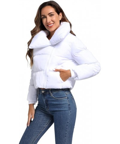 Women's Winter Short Puffer Jacket Lightweight Cropped Jacket Short Puffy Winter Coats for Women Bubble Coat White $11.58 Jac...