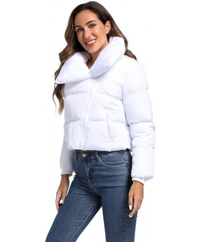 Women's Winter Short Puffer Jacket Lightweight Cropped Jacket Short Puffy Winter Coats for Women Bubble Coat White $11.58 Jac...