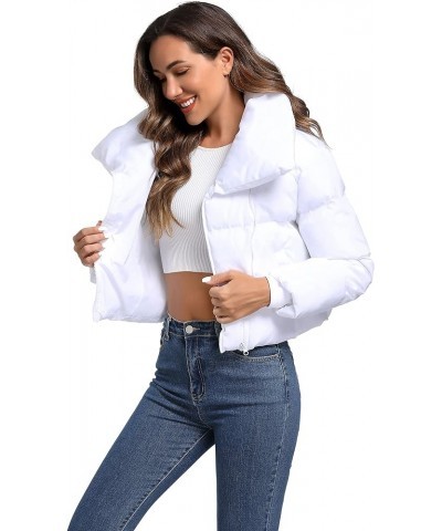 Women's Winter Short Puffer Jacket Lightweight Cropped Jacket Short Puffy Winter Coats for Women Bubble Coat White $11.58 Jac...