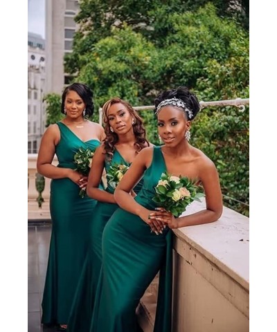 Bridesmaid Dresses One Shoulder Mermaid Satin Prom Dresses Wedding Party Dress Formal Evening Gowns Dusty Blue $35.09 Dresses