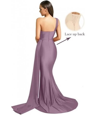 Bridesmaid Dresses One Shoulder Mermaid Satin Prom Dresses Wedding Party Dress Formal Evening Gowns Dusty Blue $35.09 Dresses