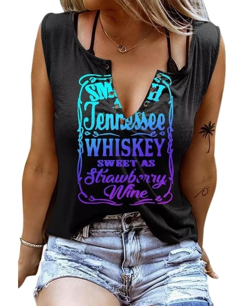 Smooth as Tennessee Whiskey T Shirt Women Drinking Graphic Cute Funny Shirt Tees Letter Print Summer Casual Shirts Tops Black...