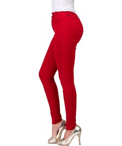 Women's High-Rise Skinny Jean Classic High Waisted Plus Size Pull On Stretch Jeggings with Pockets Red $15.95 Jeans