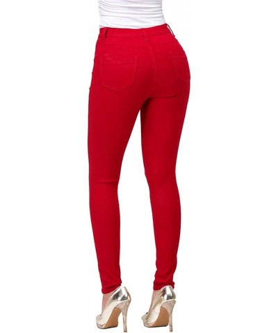 Women's High-Rise Skinny Jean Classic High Waisted Plus Size Pull On Stretch Jeggings with Pockets Red $15.95 Jeans