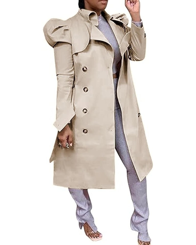 Trench Coats for Women Double Breasted Open Front Long Cardigan Fall Jacket with Pockets Khaki $22.72 Coats