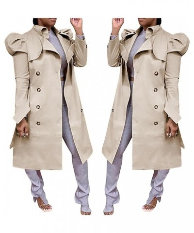 Trench Coats for Women Double Breasted Open Front Long Cardigan Fall Jacket with Pockets Khaki $22.72 Coats