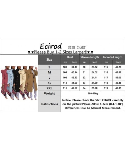 Trench Coats for Women Double Breasted Open Front Long Cardigan Fall Jacket with Pockets Khaki $22.72 Coats