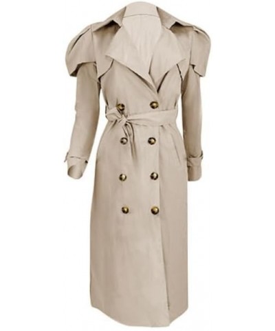 Trench Coats for Women Double Breasted Open Front Long Cardigan Fall Jacket with Pockets Khaki $22.72 Coats