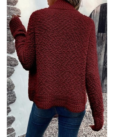 Women's 2024 Fashion Casual Open Front Long Sleeve Chunky Knit Cardigans Sweaters Outerwear Coats Red $23.33 Sweaters