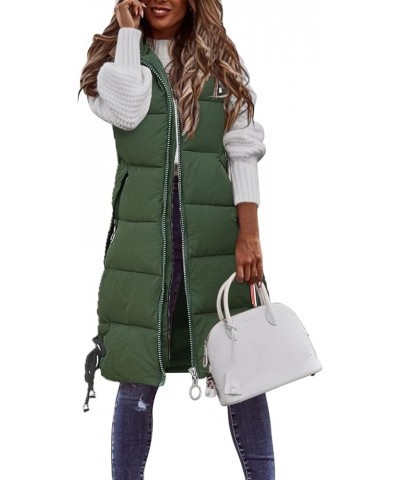 Long with Hood Outdoor Vest Down Women's Jacket Quilted Coat Sleeveless Jacket Winter Light Weight Sweaters Y-green $16.05 Vests