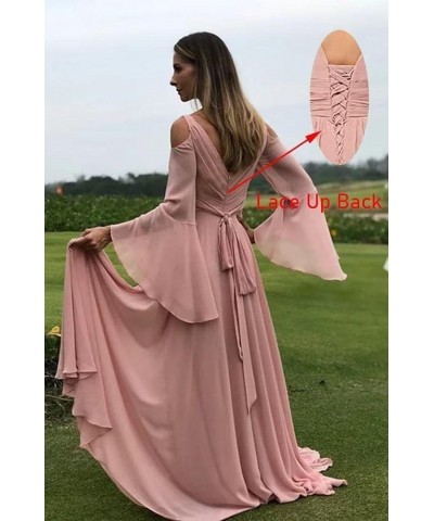 Women's Chiffon Bridesmaid Dress with Sleeves Long Fall Formal Dress Plum $37.92 Dresses