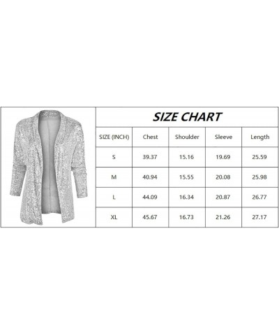 Womens Sequin Blazer Casual Long Sleeve Open Front Sparkle Blazer Jacket Silver $18.33 Suits