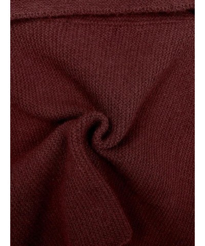 Women's Twist Off Shoulder Ribbed Long Sleeve Fitted Knit Crop Top Sweater Burgundy $20.87 Sweaters