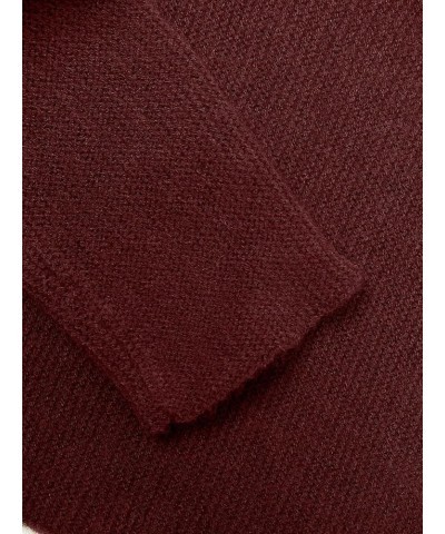 Women's Twist Off Shoulder Ribbed Long Sleeve Fitted Knit Crop Top Sweater Burgundy $20.87 Sweaters