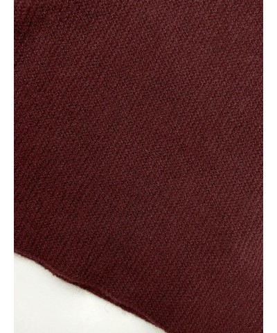 Women's Twist Off Shoulder Ribbed Long Sleeve Fitted Knit Crop Top Sweater Burgundy $20.87 Sweaters