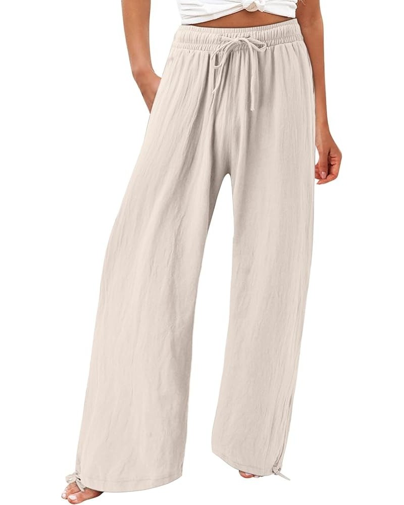 Women's Casual Loose Wide Leg Cozy Palazzo Pants Yoga Sweatpants High Waisted Sport Athletic Lounge Pants with Pocket 2-beige...