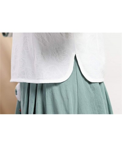 3/4 Sleeve Women's Chinese Top Linen Blouse Qipao Shirt 2830 Green $12.80 Tops