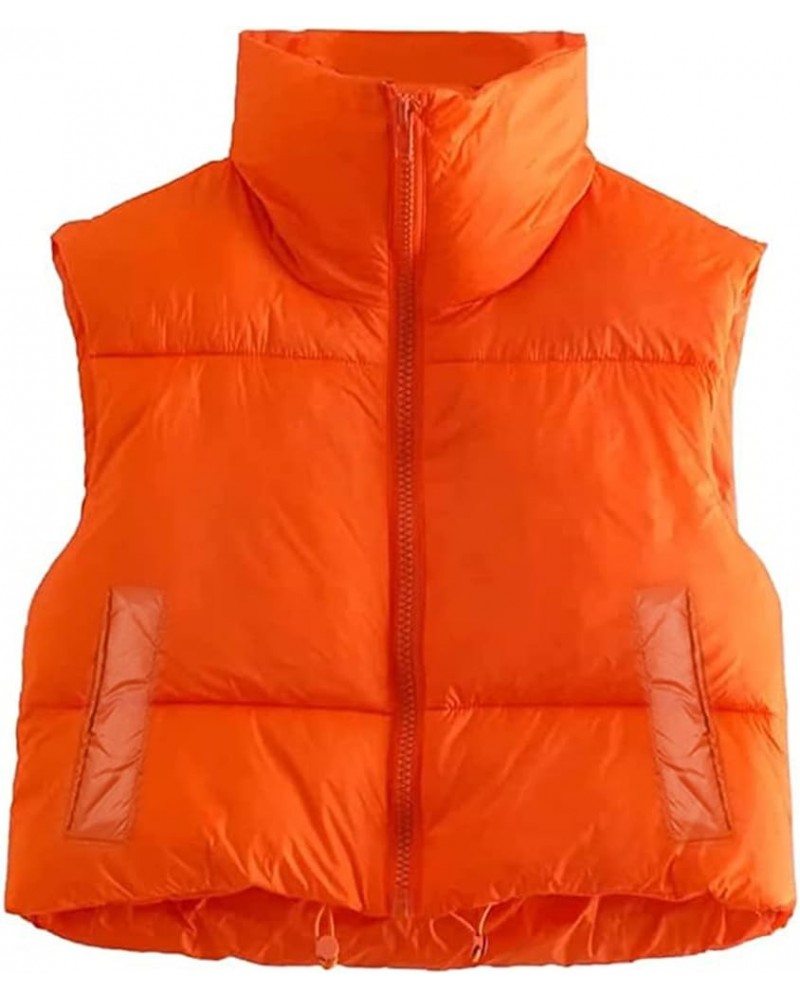 Women/Girls Winter Crop Vest Lightweight Sleeveless Warm Outerwear Puffer Vest Padded Gilet Pp-orange $10.06 Vests