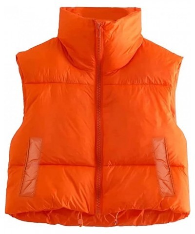 Women/Girls Winter Crop Vest Lightweight Sleeveless Warm Outerwear Puffer Vest Padded Gilet Pp-orange $10.06 Vests