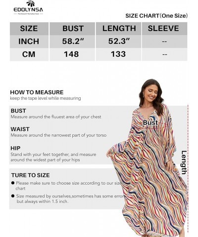 Women's Kaftan Dresses Plus Size Caftan Loungewear Printed Bathing Suit Cover ups Long Beach Tops Flowy Resort Wear Red Strip...