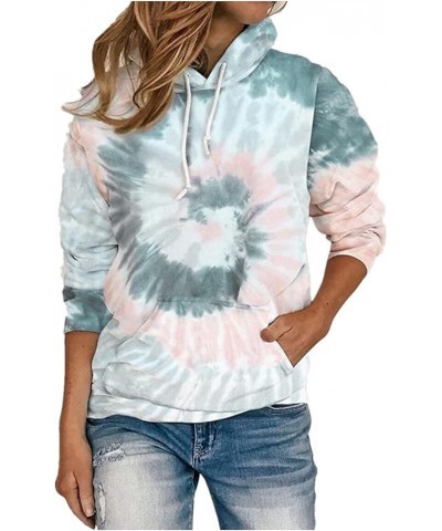 Womens Sweatshirts Oversized Pullover Blouse Gradient Printed Hoodies Long Sleeves Hooded Tops Casual Pocket Shirts Blue $7.5...