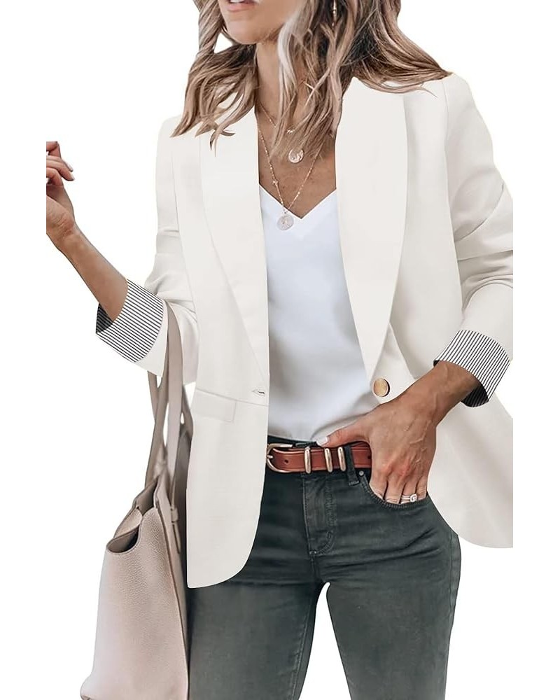 Blazer Jackets for Women Open Front Long Sleeve Casual Work Office Blazers with Pockets S-2XL 1 White $30.79 Blazers