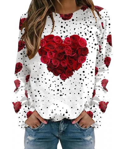 Valentine Sweatshirt Women Cute Love Heart Print Graphic Shirt Pullover Crewneck Long Sleeve Tops Loose Funny Comfy E-red $7....